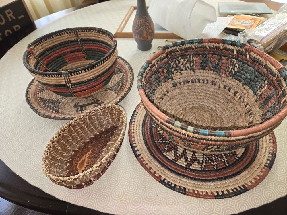 Native American Hand Woven Baskets- Prices In Description