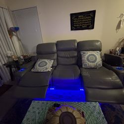 Power Reclining Couch Set w/ LED Lights, Cup Holders, Storage & USB Charging – Great Deal!