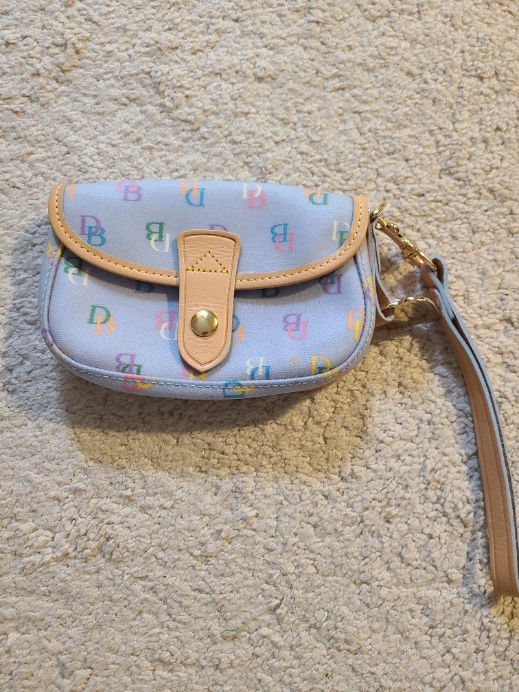 Y2k Vintage Dooney And Bourke Rainbow Signature Print Wristlet