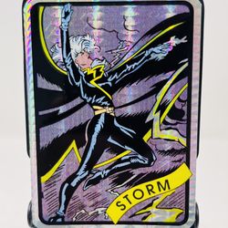 1990 MARVEL UNIVERSE SERIES 1 VENDING MACHINE PRISM STICKER #24 STORM X-Men MINT