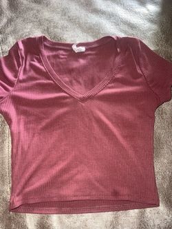 Ribbed V-Neck Crop Top