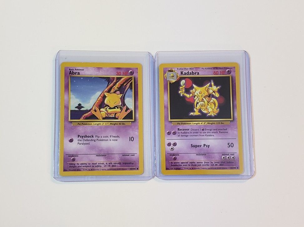 Abra Base Set 43/102 WOTC &
Kadabra Base Set 32/102 WOTC