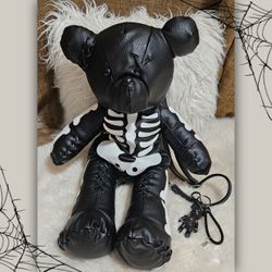 Halloween Accessory Skeleton Bear Backpack with Keychain 🖤✨️💀