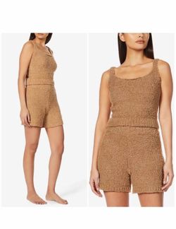 SKIMS Toasted Brown Cozy Knit Tank & Shorts Set