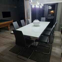 Dining Set 8 Chairs- 15 Pieces -Side Table Plants Picture Frame