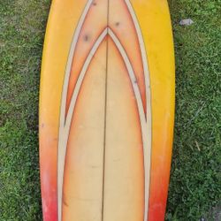 Vintage 6ft Carl Hayward Twin Fin Fish Surfboard