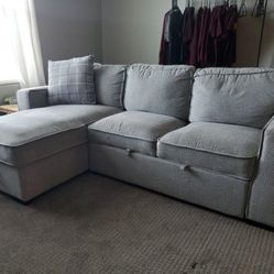 Gray 3 Cushion Reversable Sectional Sleeper Sofa