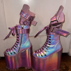 clubexx pink reflective rave boots 