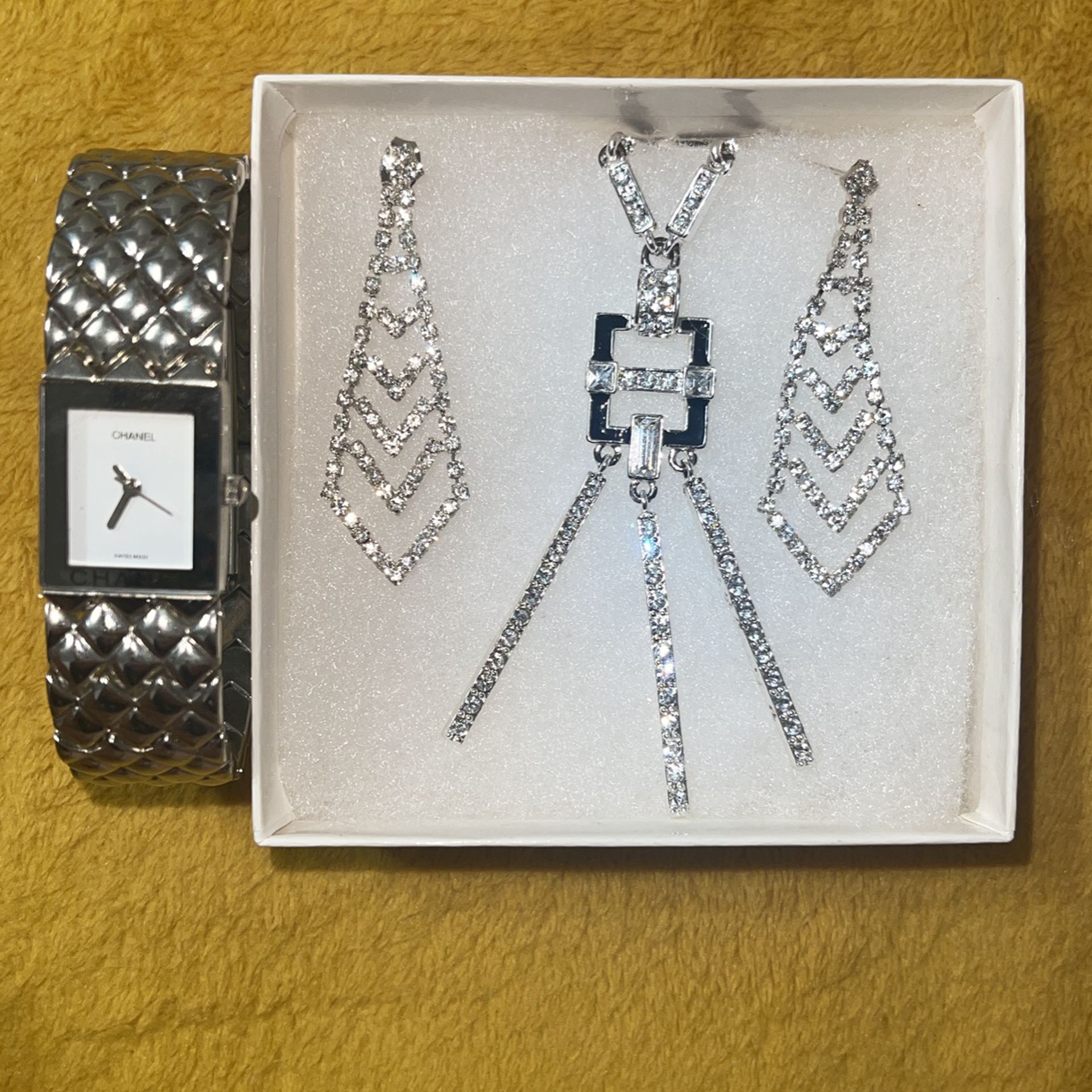 Chanel Watch & Brass Necklace & Earrings 