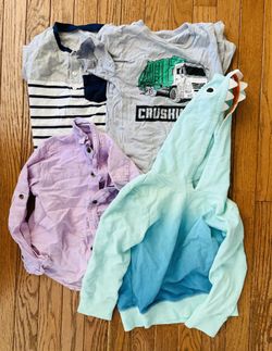 4 Pack: Assorted 4T Boy's Short & Long Sleeve Shirts; Multiple Types, Brands, Colors, Patterns, & Designs