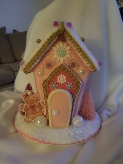 Handmade Felt Gingerbread House Christmas Decoration