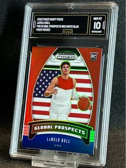 2020 Prizm Draft Picks 💥 Lamelo Ball 💥 Global Prospects Red White & Blue Prizm Rookie GMA 10 💎 Mint - Charlotte Hornets