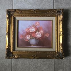 Robert Cox Floral Flowers Still Life Oil Painting Signed Framed 13x15" Realism