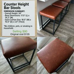 Faux leather Countertop Bar (3) Stools Set