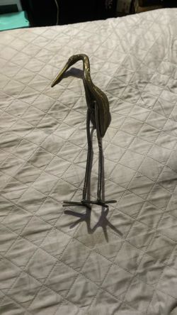 vintage or antique brass bird figurine,