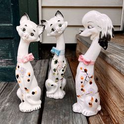 Vintage MCM Long Neck Cat & Dog Figurines