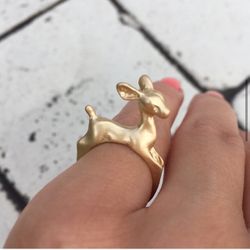 Baby Deer Matte Gold Ring