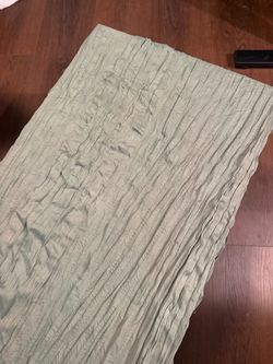 Sage green cheesecloth table runner