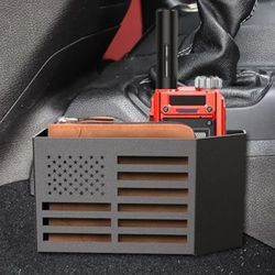 2Metal gear shift center console organizer with an American flag logo designed for Jeep Wrangler JL/JLU and Gladiator JT models.  Made of high-quality