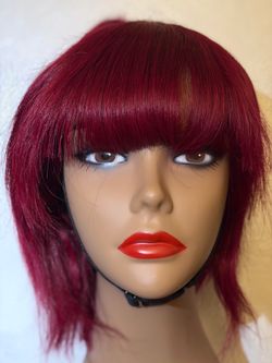 Burgundy Bob Wig with Bangs