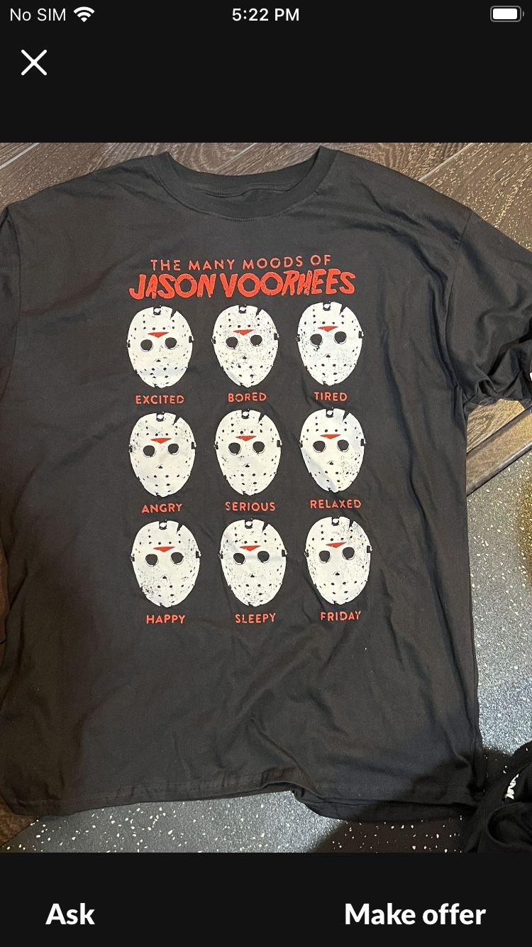 Friday The 13th Many Moods Of Jason Voorhees T-shirt Size: Large New With Tags