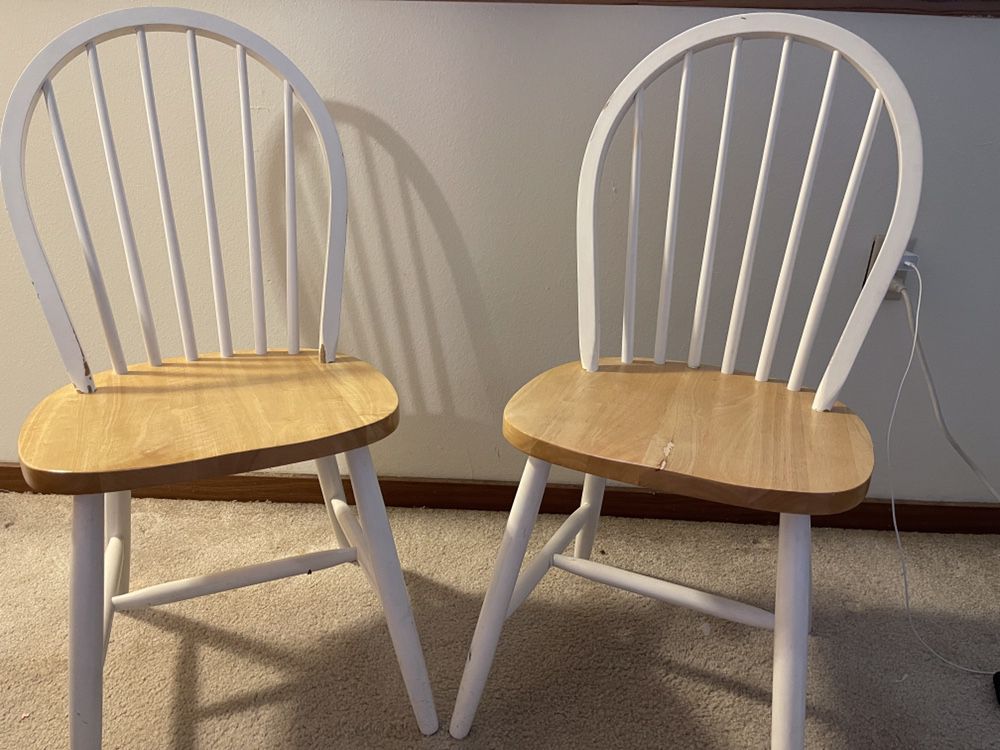 Pair Of Wooden Chairs- White