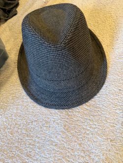 Vtg HousecBlack Market (WHBM) L-XL Houndstooth Fedora Gray/Black
