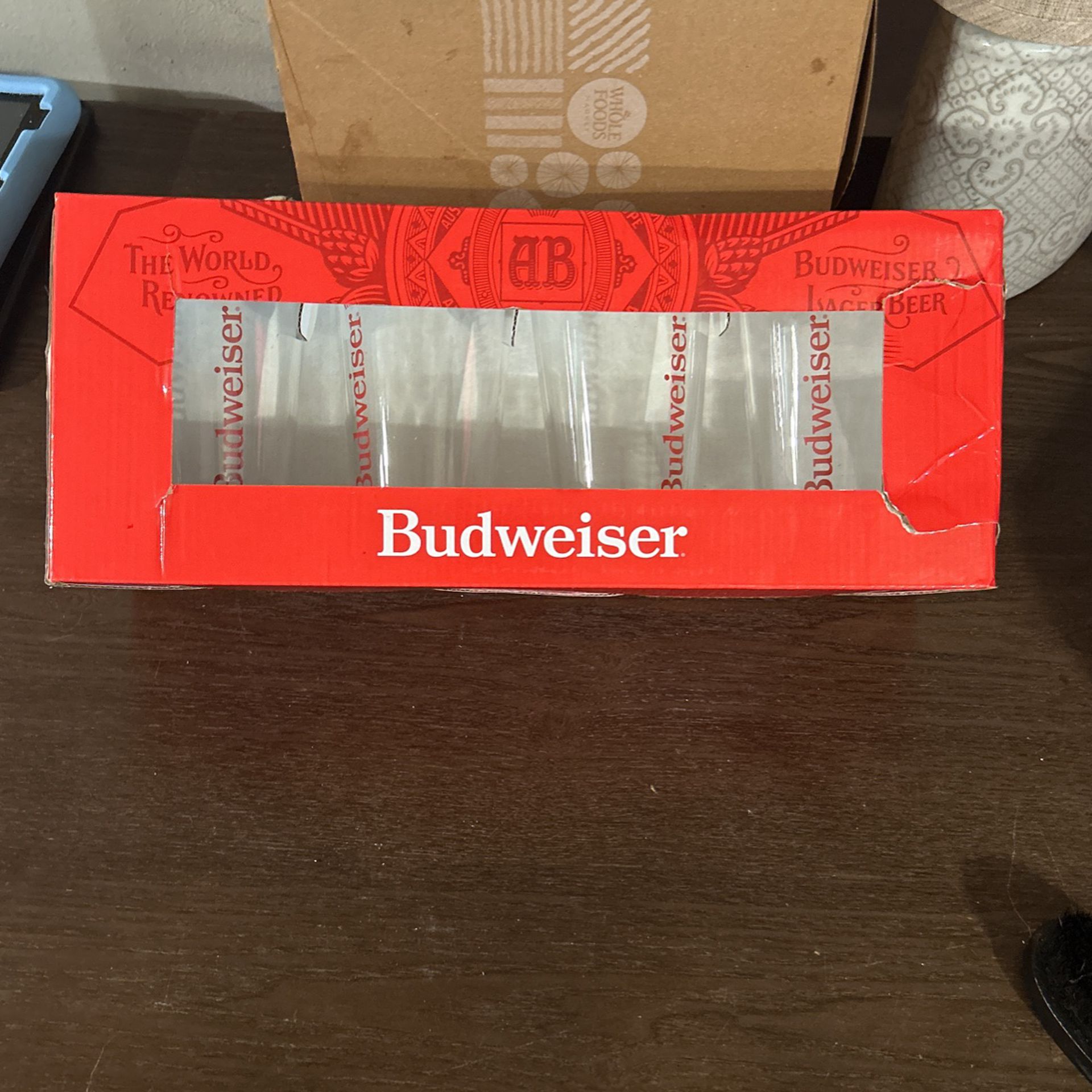 BUDWEISER 4PC GLASS SET CLEAR GLASSES