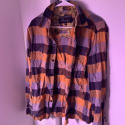 Pladra Plaid Buttoned Thick Fabric Shirt (M, Bison detailing near Collar)