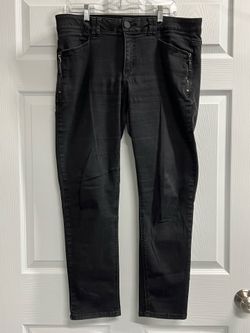 Democracy Ab Technology Black Denim  Jeans with Zippered Pockets - Size 14 VGUC