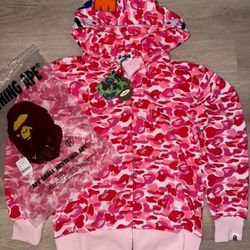 Pink Bape Hoodie Size Medium 