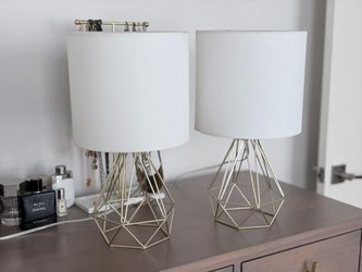 Pair of Modern Gold Geometric Table Lamps