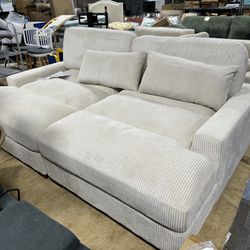 Luxe Sleeper Sofa with Soft Corduroy Upholstery, Double Chaise Design