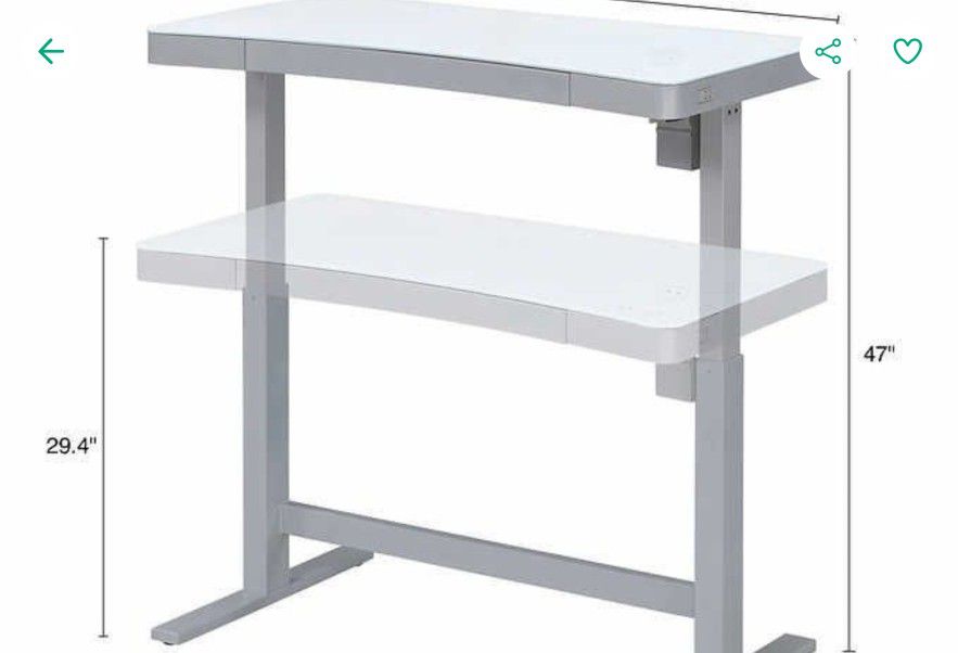 Tresanti 47" Adjustable Height Desk White  Wit Wireless charger and 2 Usb Ports$329( My Price $200
