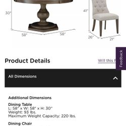 5 Piece Dining Room Wood Table With 4 Chairs 
