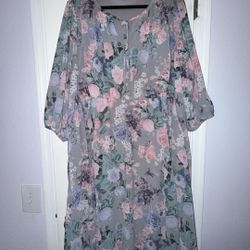 Torrid Tea Length Chiffon Floral Dress - Size 3