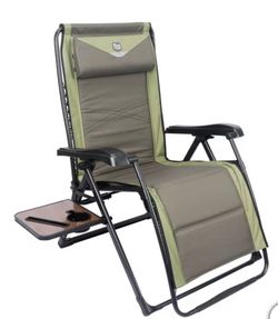 Timber Ridge Zero Gravity Lounger with Side Table and Adjustable Headrest