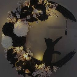 TrendsHalloween Black Branch Wreath Signs For Front Door, 13.77*9.84in Handcrafted Halloween Horror Wreath For Indoor Outdoor Party Window Wall Decor 