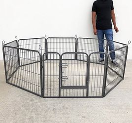 (New in box) $85 Heavy Duty 24” Tall Dog Pet Playpen Fence Gate, 8-Panels X (24” Tall X 32” Wide)