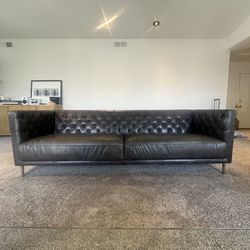 CB2 Savile Black Leather Sofa