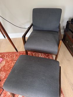 Mid-Century Armchair with Ottoman Set