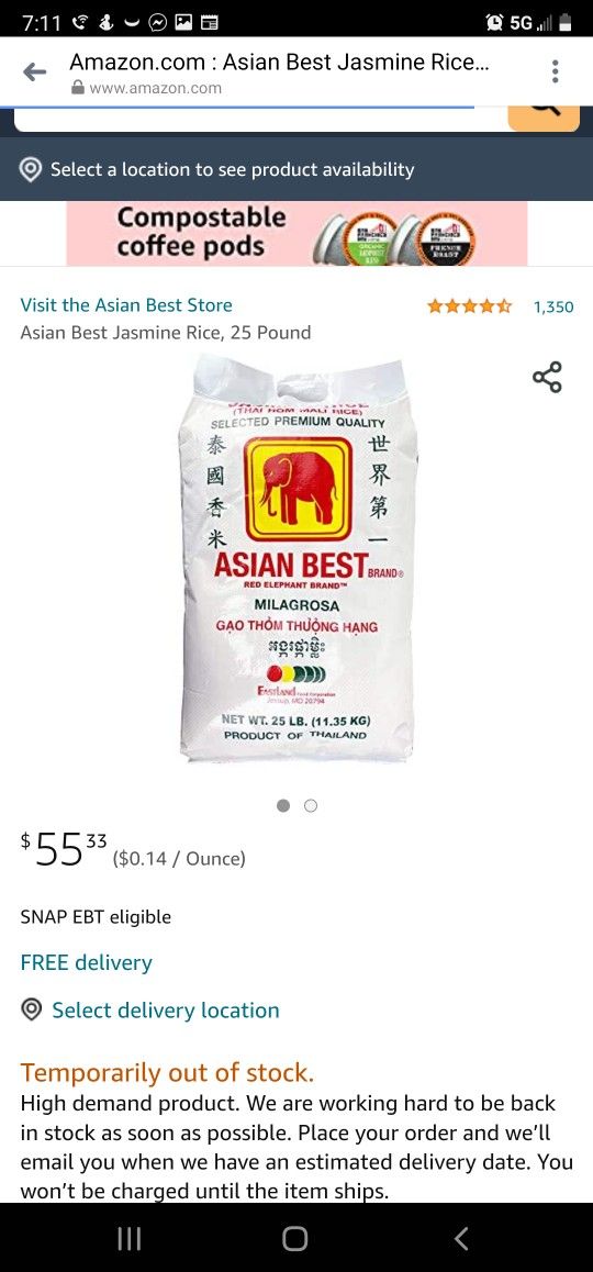 Asian Best Jasmine Rice, 25 Pound