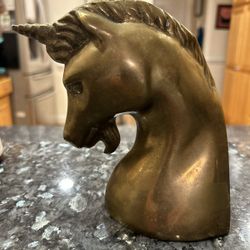 Vintage Brass Unicorn Bookend 