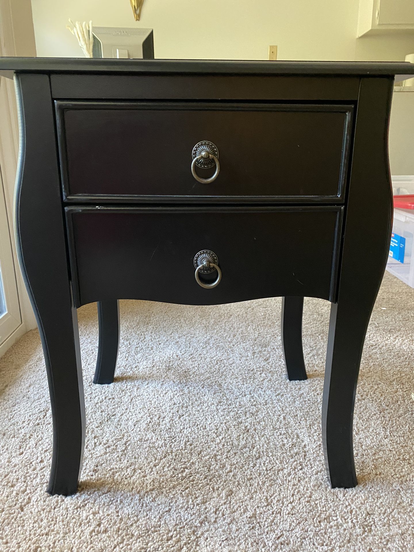 Black End Table With Two Drawers