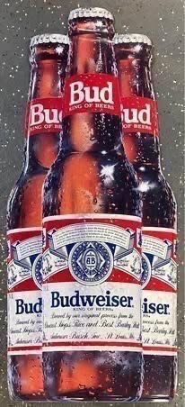 Vintage 1994 Budweiser Bottles Embossed Tin Metal Sign