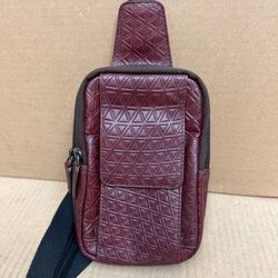 Premium Wine Tone Genuine Cow Leather Crossbody Sling travel Bag 