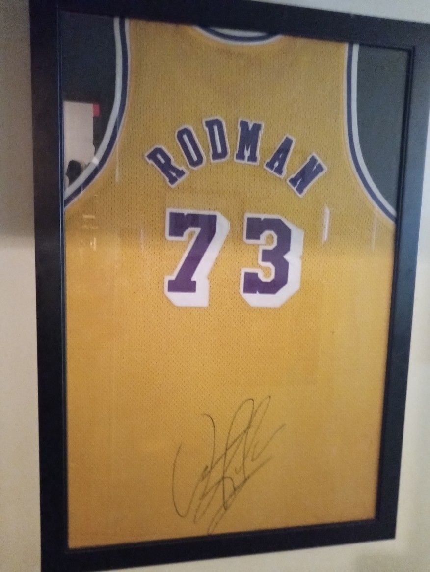 Dennis Rodman Signed Frame Jersey With JSA Letter Of Authenticity