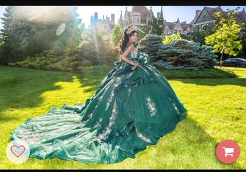 Dear 15 Dark Green Quinceanera Dress