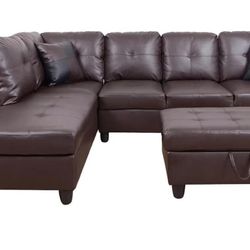 L-Shaped Couch with Storage Ottoman