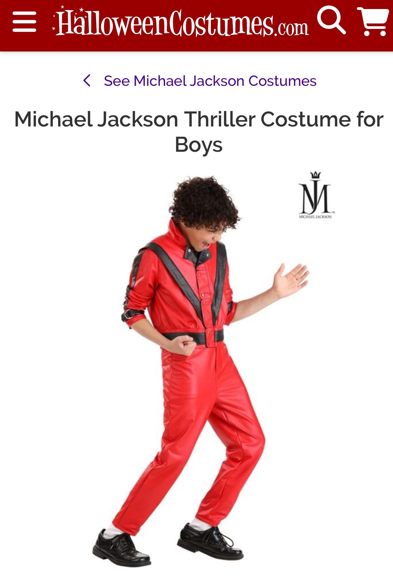 HALLOWEEN KIDS COSTUME Michael Jackson Thriller